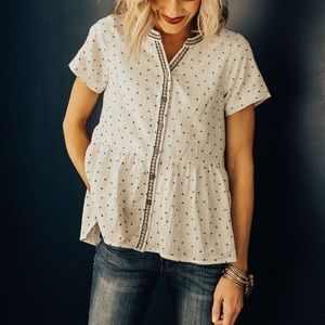 Roolee Lucille Button Down Peplum Blouse